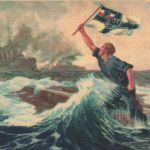 Der letzte Mann Seeschlacht bei den Falklandinseln Patriotika Postkarte AK 1917