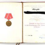 DDR MdI Urkunde Medaille für treue dienste in den Kampfgruppen Bronze 1982