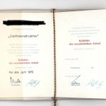 DDR Urkunde Elektrokonstruktion Kollektiv der sozialistischen Arbeit 1976