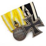 Ordensspange Sachsen Friedrich August Medaille in Bronze und Eisernes Kreuz