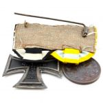 Ordensspange Sachsen Friedrich August Medaille in Bronze und Eisernes Kreuz