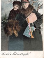 AK 1.WK Herzliche Weihnachtsgrüße Soldat Frau Trompete Winter 1916 Patriotika