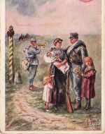 AK 1.WK Soldat Familie Heimkehr Kinder 1914 ungelaufen Patriotika Postkarte