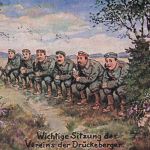 AK 1.WK Wichtige Sitzung des Vereins der Drückeberger Humor 1917 Patriotika