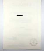 DDR Urkunde 32. Jahrestag der Deutschen Volkspolizei für vorbildliche Leistungen