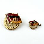 DDR GDSF Ehrennadel und Miniaturnadel in Gold Deutsch-Sowjetische Freundschaft