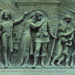 AK Rüdesheim a. Rhein Nationaldenkmal Niederwald Kriegers Abschied Hessen 1908
