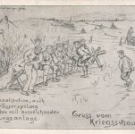 AK 1.WK Kriegsschauplatz Soldaten auf Latrine Soldatenhumor Patriotika Postkarte