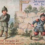 AK 1.WK Militärhumor Kinder in Uniform Erst fangste an Patriotika 1915 Postkarte