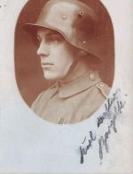 Foto-AK 1.WK Portrait deutscher Soldat Stahlhelm Inf.-Regt. 15 Frankreich