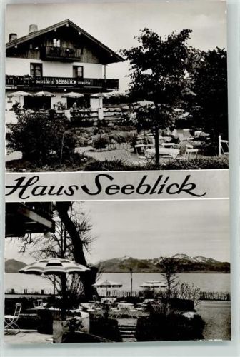 83358 W8221 Seebruck , Chiemsee Gebrauchsspuren Cafe Haus Seeblick Gartenterrasse