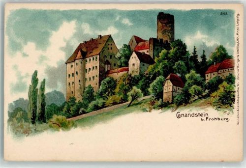 04655 O7231 Gnandstein Lithographie Burg Gnandstein