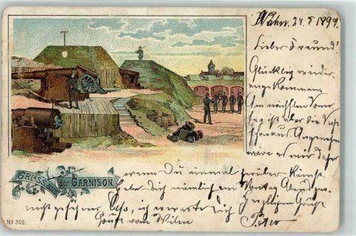 Wahn 1899 Garnison Kanone Soldaten Uniform