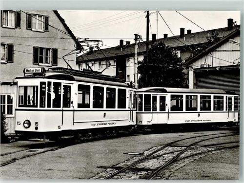 Gerlingen 1978 Triebwagen 15 von 1929 mit BW 22 der Städtischen Straßenbahnen Feuerbach SMS-Musumswagen-Sammelkarte 1013