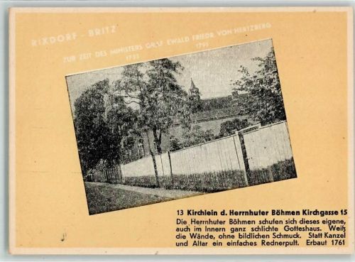 Britz Kirchlein d. Herrnhuter Böhmen Kirchgasse 15 Chronik