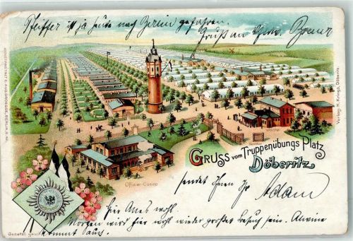 Döberitz 1901 Lithographie Truppenübungsplatz Wasserturm Schwarzer-Adler-Orden