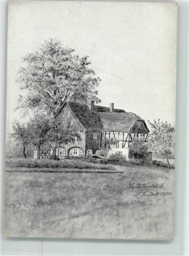 Bad Oppelsdorf 1927 Bauernhaus in Wald Oppelsdorf Zeichnung sign. S.Rudert