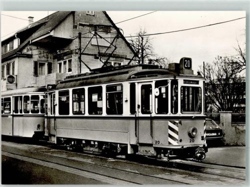Nellingen 1976 Triebwagen 20 der Straßenbahn Esslingen-Nellingen-Denkendorf von 1950 mit BW 37 Esslinger Straße SMS-Museumswagen-Sammelkarte 1022