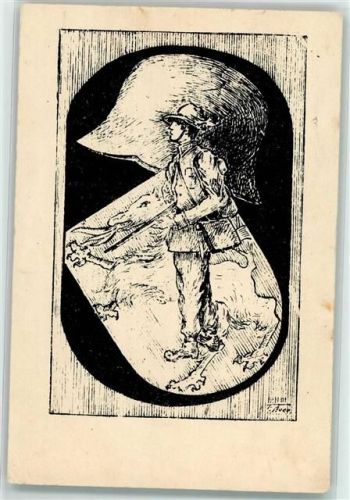 1929 sign. T. Auer Soldat Stahlhelm