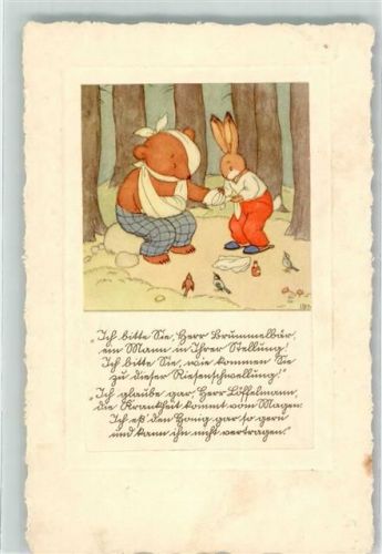 Bär und Hase vermenschlicht Mullbinde