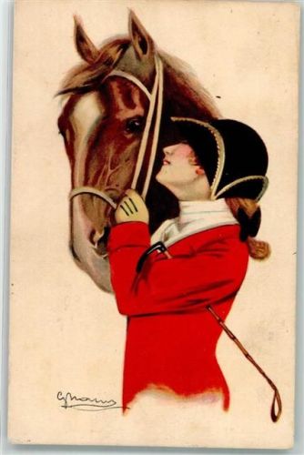 1917 Reiten Frau mit Pferd Mode AK