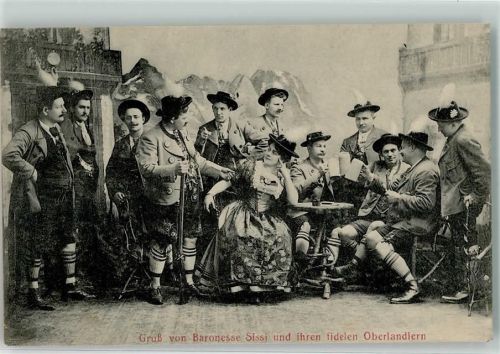 Baronesse Sissi und ihren fidelen Oberlandlern Tracht Bier Lichtdruck : Paul Trabert Leipzig Volksmusik