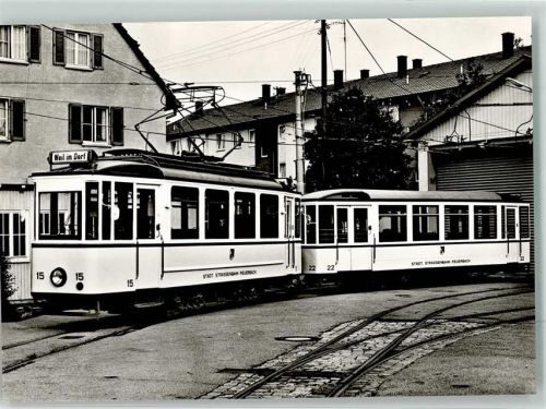 Gerlingen 1978 Triebwagen 15 von 1929 mit BW 22 der Städtischen Straßenbahnen Feuerbach SMS-Musumswagen-Sammelkarte 1013