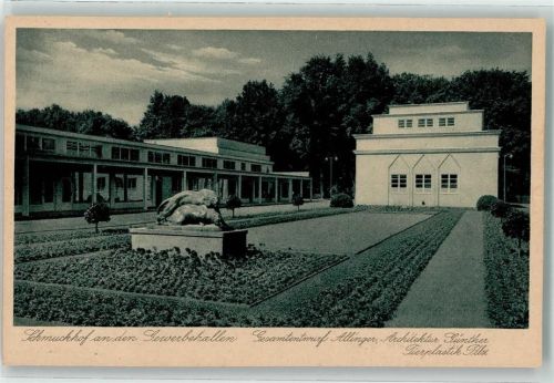 Liegnitz 1927 Tierplastik von Pilz im Schmuckhof Deutsche Gartenbau- und Schlesische Gewerbeausstellung Off. Karte 89