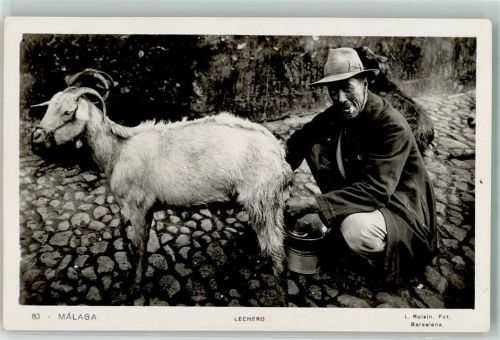 Malaga 1931 Volkstypen Lechero Ziege melken