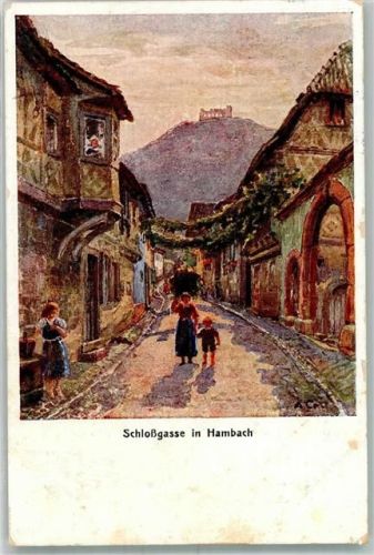 Hambach 1932 Heimatbilder Schlossgasse sign. Croissant