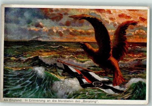 1916 An England! Erinnerung an die Mordtaten des Baralong Adler und Kriegsfahne Politik