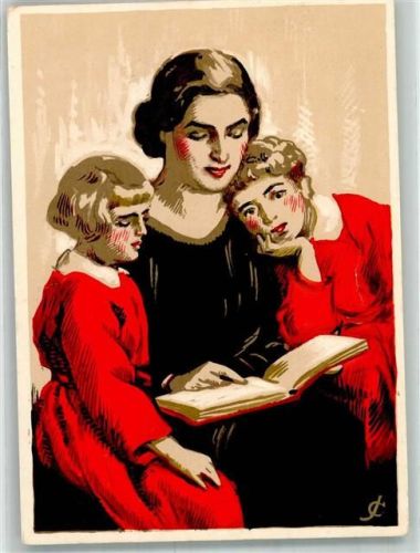1940 Journee des Meres UCJG Schweiz Mutter und Kind Buch lesen