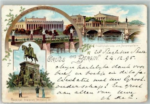 Friedrichshain 1895 Museum Schlossbrücke Friedrichsbrücke Nationalgalerie Denkmal Friedrich Wilhelm III.