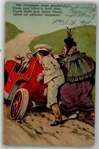 1913 Autopanne Dicke Frau