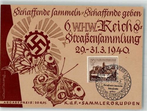 1940 6. Reichs-Straßensammlung + SST Münster sign. Axster-Heu