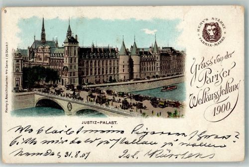 Paris 1907 4te Serie Justiz Palast Weltausstellung 1900