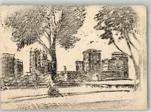 Tannenberg Denkmal Ak handgemalt