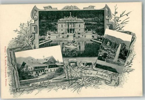 Linderhof Schloss Linderhof Wasserfontaine Schloss-Gasthaus