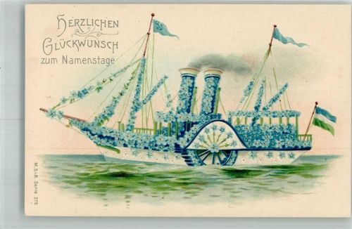 1902 Schiff aus Vergissmeinnicht Blüten Namenstag
