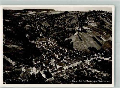 Ingelfingen 1937 Fliegeraufnahme des Ortes mit St.-Nikolaus-Kirche und Schloss