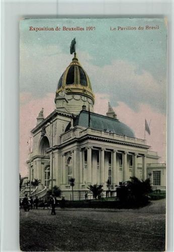 Exposition 1910 - Le Pavillon du Bresil , color AK