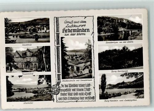 Hedemünden Rappenhof Werratal Brückenstraße Sanatorium Burg Berlepsch Burg Hanstein u. Ludwigstein