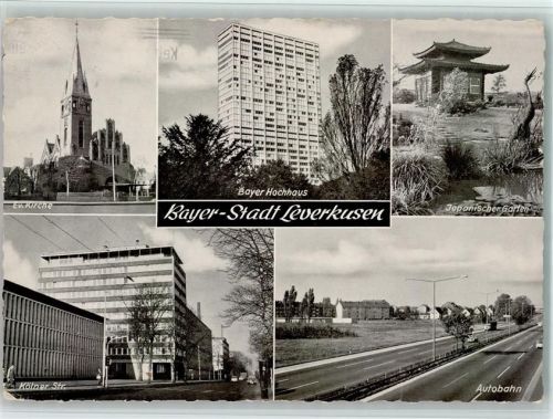 Leverkusen Evangel. Kirche Bayer-Hochhaus Japanischer Garten Kölner Straße Autobahn Mehrfachaufnahme