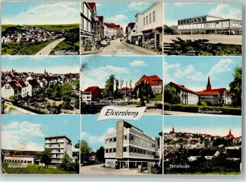 Elversberg Großenbruch Hauptstraße Turnhalle Teilansicht Evangel. Gemeindezentrum Pfarrzentrum altenheim Post Mehrfachaufnahme
