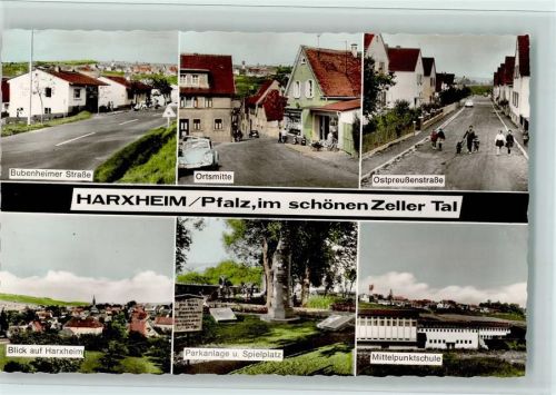 Harxheim Bubenheimer Straße Ortsmitte VW-Käfer Ostpreußenstraße Blick auf Harxheim Parkanlage und Spielplatz Mittelpunktschule Mehrfachaufnahme