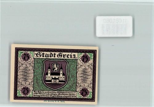 Greiz Notgeldschein 75 Pfennig Wappen Sommer-Palais
