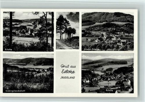 Eslohe Blick auf Eslohe Rochuskapelle Gesamtansicht Gebirgslandschaft Ortsansicht Mehrfachaufnahme