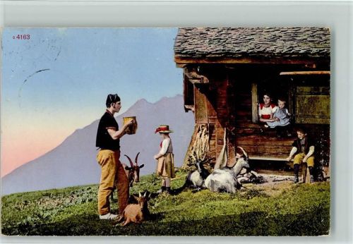 Mann mit Milchkrug Bauernhaus