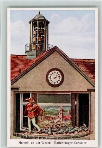 Hameln Rattenfänger-Kunstuhr mit Glockenspiel am Rathaus Auszug der Ratten