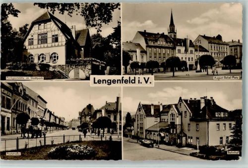 Lengenfeld Parkgaststätte im Stadtpark August-Bebel-Platz Poststraße Bahnhof 4-Bildaufnahme